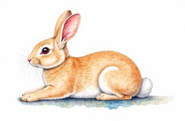 Obraz premium Rabbit on a white background. Side view