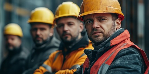 Obraz premium Confident Construction Workers in Teamwork Concept