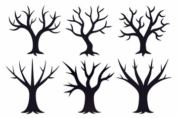 Leafless Tree Silhouette Icon Set