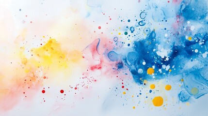 Fototapeta premium Colorful Abstract Splash with Blue, Yellow, and Red Paint Elements