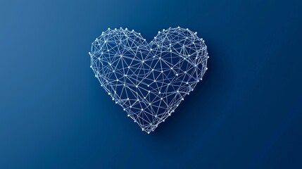 A Valentine's Day heart composed of interconnected lines and dots on a blurred, multicolor gradient background, perfect for a greeting card. A holiday banner concept for Valentine's Day.