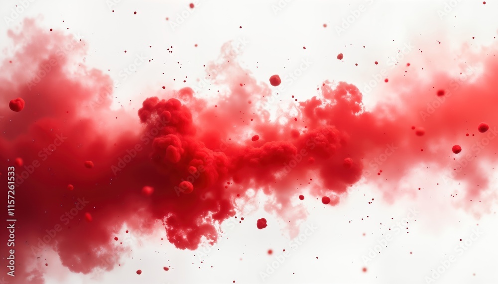 Poster realistic red smoke cloud isolated on white background. dynamic, abstract illustration. red color. s