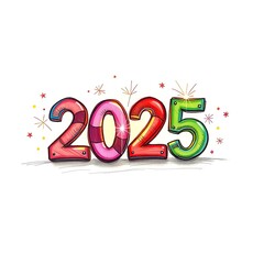 2025 happy new year typography logo design concept