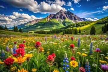 Fototapeta premium Scenic Colorado photography captures Crested Butte's Gothic wildflower meadow in bloom.