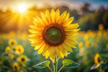 Simple sunflower bloom.  Bright yellow, perfect summer background.