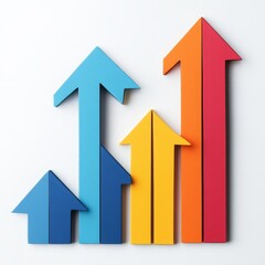 Colorful Upward Arrows Representing Growth and Progress Against a Plain Background in a Modern Design Setting