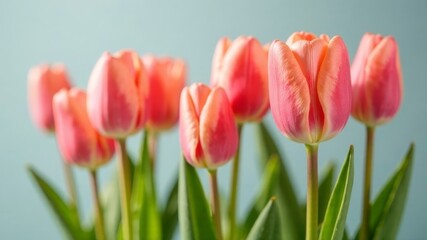 Obraz premium a bunch of tulips on a plain blurred background
