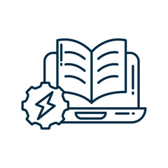 Fast Learning Icon with Book and Lightning Bolt Symbol. Education, Knowledge, and Quick Study Design