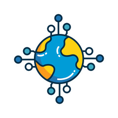Global Technology Icon. Connection and Globe Symbol for Networking