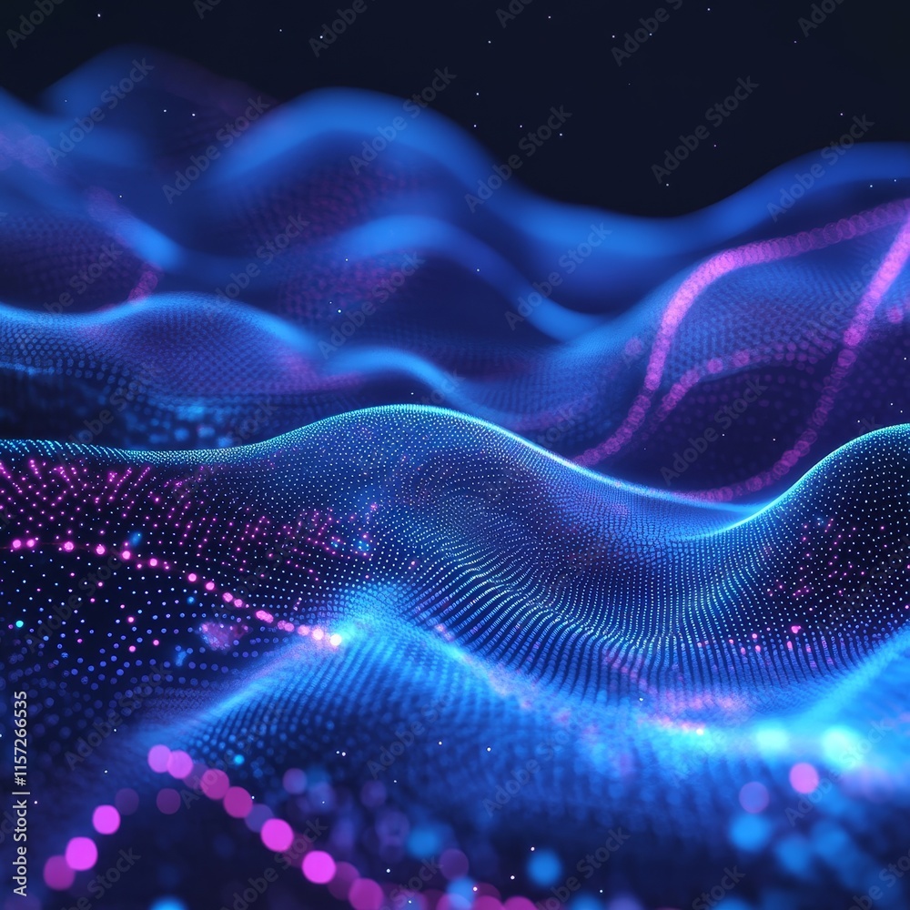 Aufkleber Vibrant Digital Waves Create an Abstract Representation of Data Flowing Through a Dark Background in a Stunning Display of Colors and Patterns