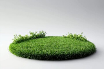 3D rendering circular grassy area grass vibrant green podium