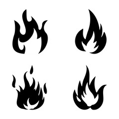 Fire Flame Blaze Symbol Silhouette in Monochrome