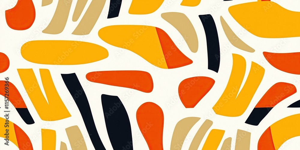 Poster Abstract art print with warm color palette bold shapes lines vibrant design