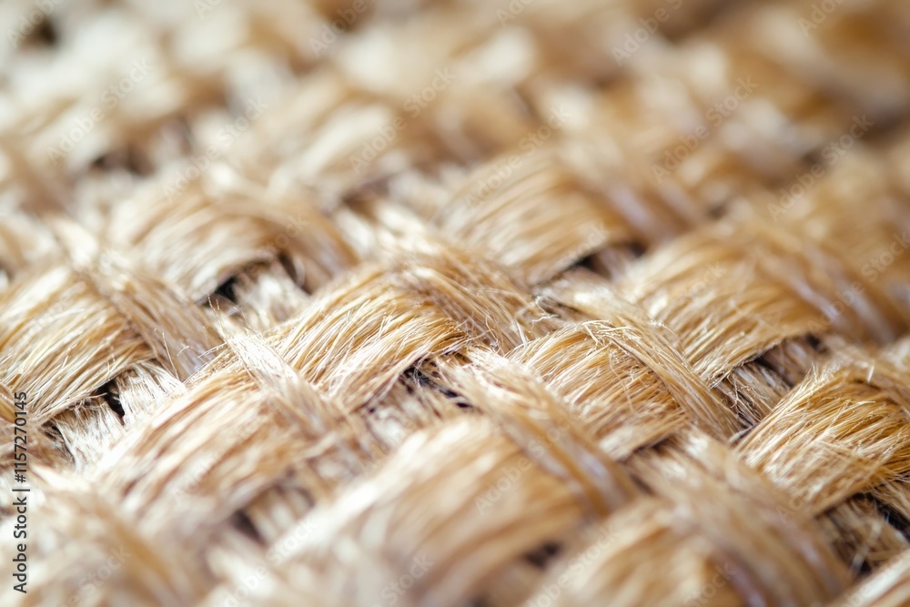 Fototapete Macro image capturing the intricate interlocking of natural fibers, forming a captivating weave pattern that exemplifies simplicity and craftsmanship.
