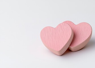Obraz premium A wooden background adorned with two red hearts for Valentine's Day.