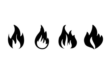 Fire Flame Blaze Symbol Silhouette in Black and White
