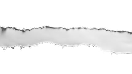 White paper strip with torn uneven edges and wavy design isolated on a transparent background