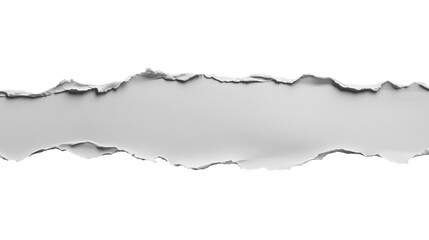 White paper strip with torn uneven edges and wavy design isolated on a transparent background