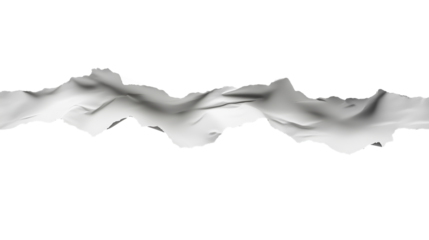 White paper strip with torn uneven edges and wavy design isolated on a transparent background