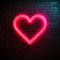 neon heart on wall