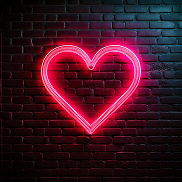 neon heart on wall