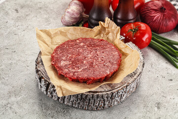 Raw beef burger cutlet minced meat