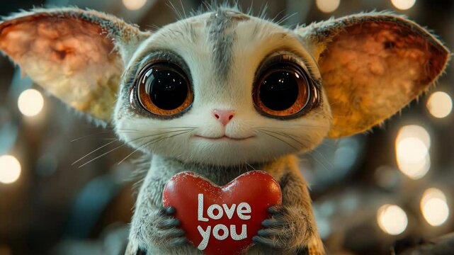 Cute animal with a love heart