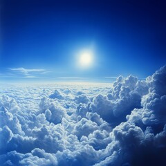 Vast Blue Sky With Clouds Illuminated by the Bright Sun During the Day