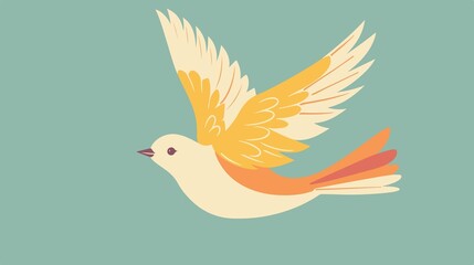 Colorful Flying Cartoon Bird Vector Isolated Illustration