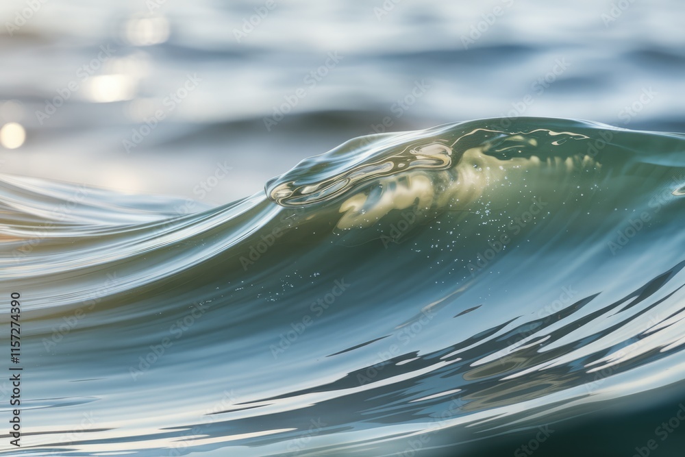 Poster Close-up of a translucent ocean wave, showcasing its texture and light reflections.