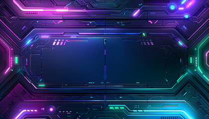 Sci-fi Futuristic Neon Circuit Board Background
