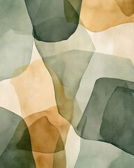 Soft, flowing shapes blend in earthy tones, creating serene abst