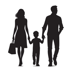 Family vector silhouette. Happy family flat icon silhouette illustration