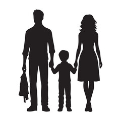 Family vector silhouette. Happy family flat icon silhouette illustration