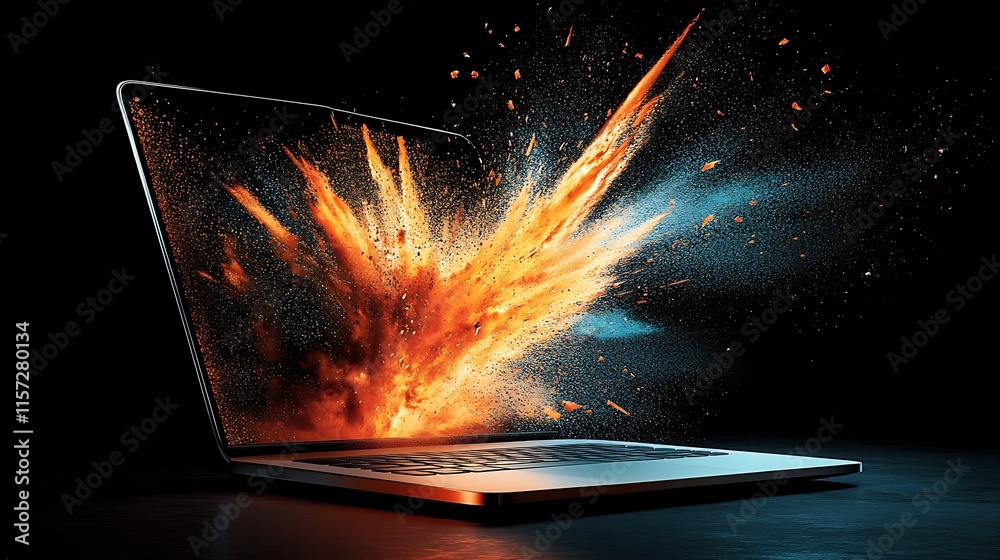 Leinwandbilder explosive abstract art with fiery sparks on black background for dynamic digital themes : generative