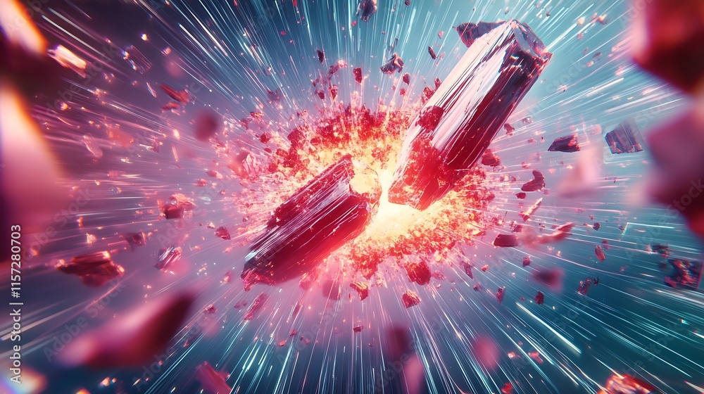 Leinwandbilder exploding abstract crystal shards with vibrant colors and dynamic motion : generative ai