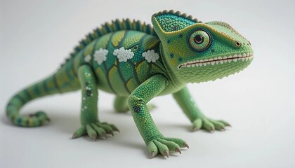 Obraz premium Toy chameleon on a white background