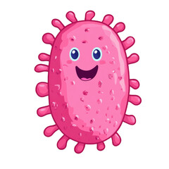 Cute cartoon virus or bacteria with a friendly face, balancing education and humor. PNG transparent background.