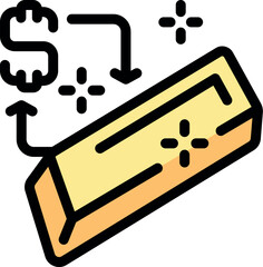 Gold bar exchanging for currency, representing investment, finance, and economic growth