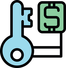 Key unlocking dollar sign, symbolizing financial success, wealth, and access to funds