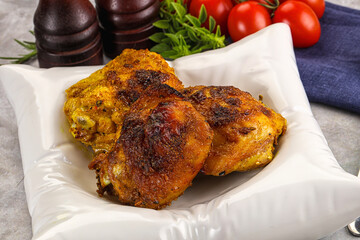 Roasted chicken thighs  with spices