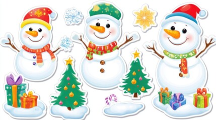 Cheerful Christmas Snowmen Festive Decor Winter Wonderland Scene