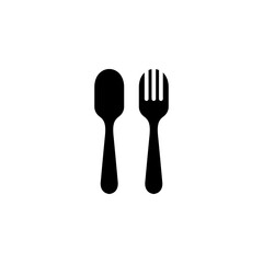 Spoon and fork icon vector on white background