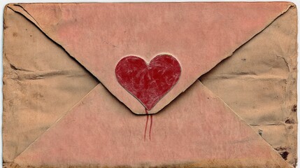 Vintage Envelope With a Heart Design, Symbolizing Love and Affection, Perfect for Romantic Occasions or Heartfelt Messages