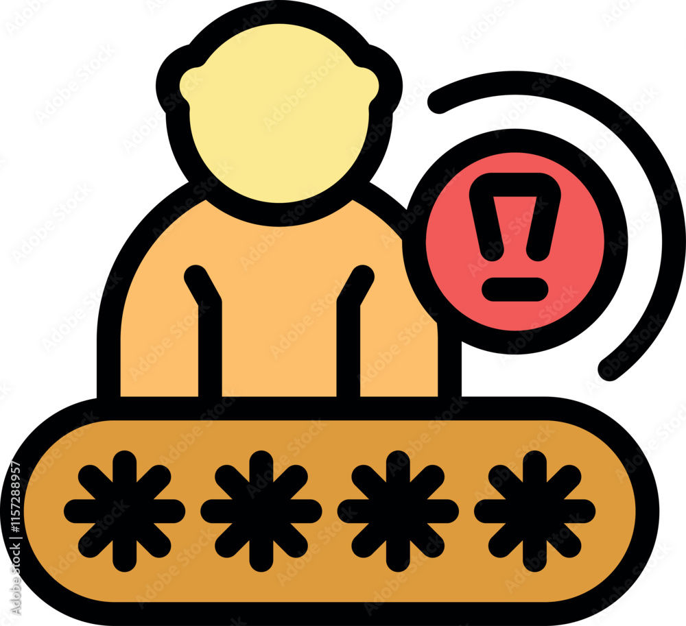 Poster user entering incorrect password receiving alert notification, highlighting security measures and po