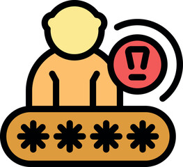 User entering incorrect password receiving alert notification, highlighting security measures and potential login issues