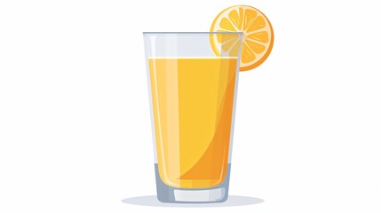 Fresh Single Glass of Orange Juice on White Background for Refreshing Beverage Concept
