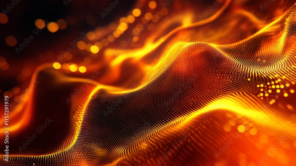 Poster dynamic patterns of light and color create a mesmerizing wave-like effect in vibrant shades of orang
