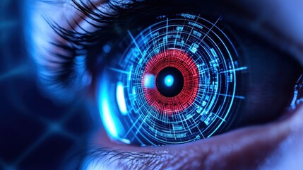 Futuristic Close-Up of Digital Eye with Circuit Pattern and Glow