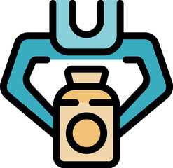 Robotic arm carefully lifting jar filled with processed food products, ensuring efficient and automated production line operation